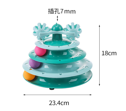 4-Layer Track Cat Turntable Toy with Spinning Balls, Interactive Self Play Kitten Track Ball Toy for Indoor Cats Boredom Relief