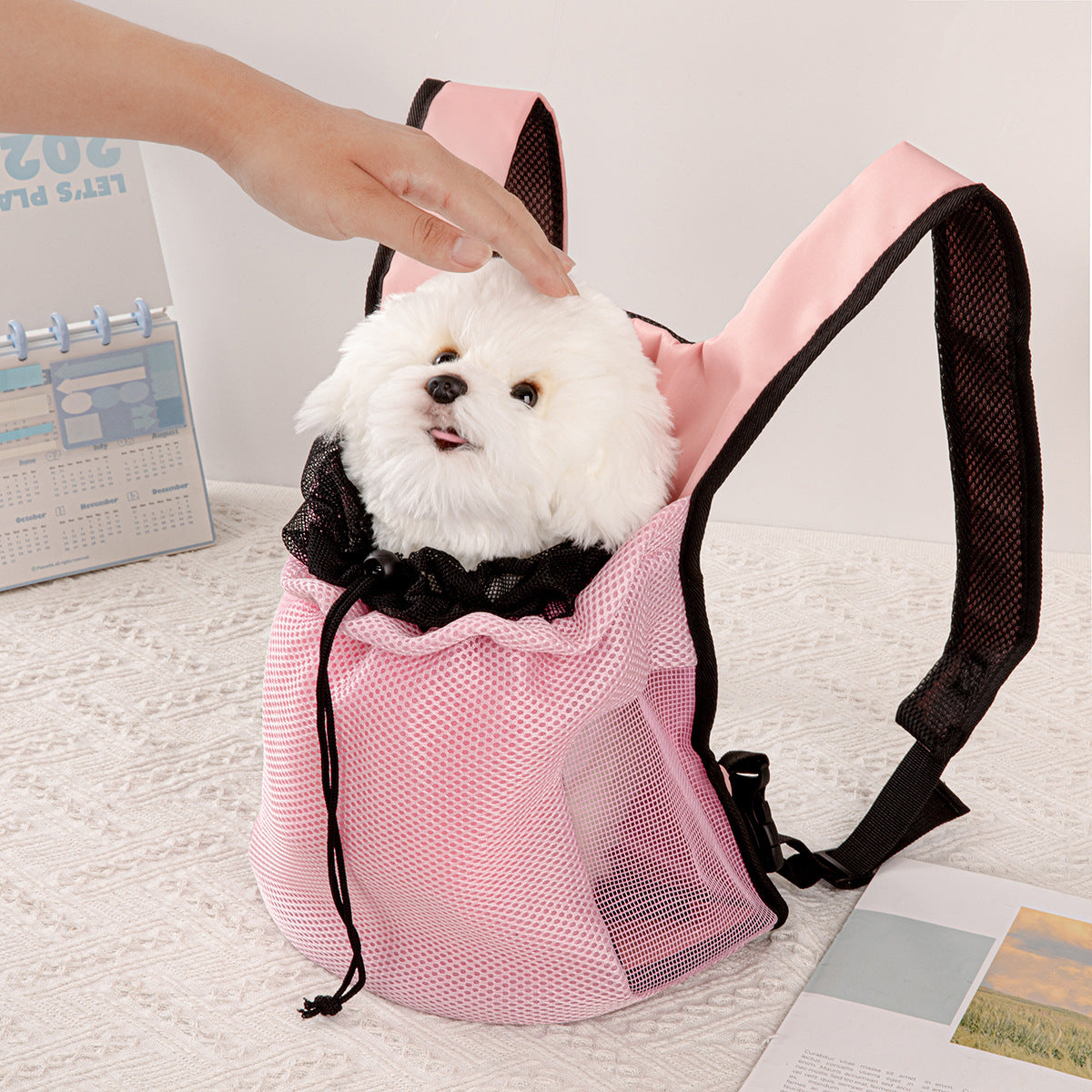 Portable Foldable Pet Front Backpack Carrier, Breathable Mesh Chest Bag for Small Dogs & Cats Outdoor Travel Walking